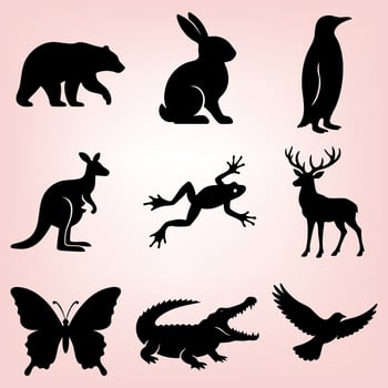 Diverse Wildlife Silhouettes A Collection of Animal Icons vector