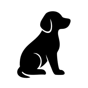 A black and white silhouette of a dog sitting vector