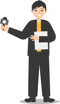 People Journalist Character in Flat Design. Isolated on White Background vector