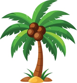 Vibrant coconut palm tree with coconuts and green fronds vector