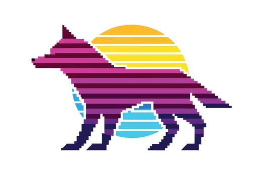 Pixel wolf illustration illustration vector
