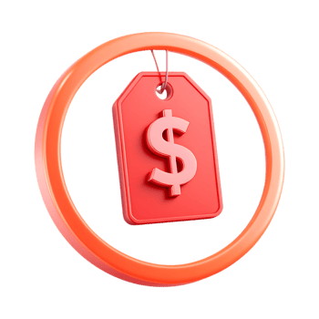 Red price tag with dollar sign in a circle. png