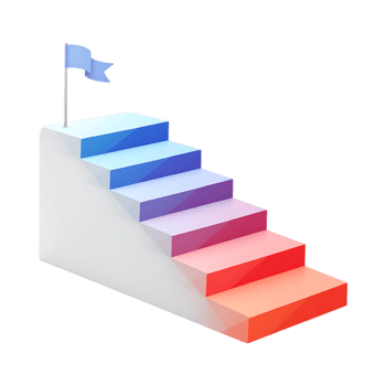 Colorful stairs leading to success flag. png