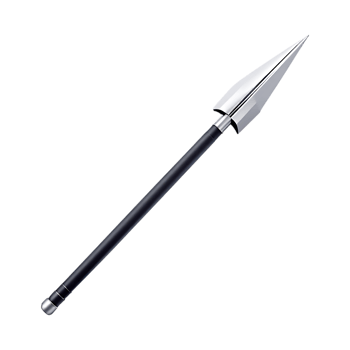 Silver spearhead on a black shaft. Isolated png