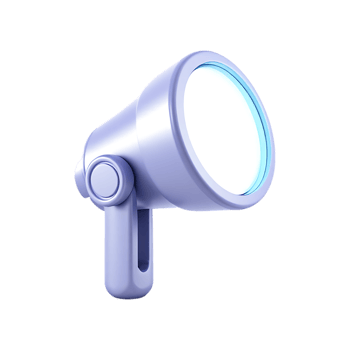 Purple spotlight, 3D render, isolated png