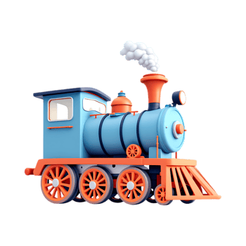 Cute cartoon steam train illustration. png
