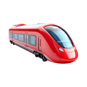 Modern red high speed train isolated png