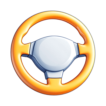 Orange leather car steering wheel illustration. png