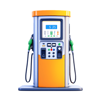 Modern gas pump with digital display and payment options. png