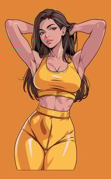 Woman in yellow activewear illustration vector