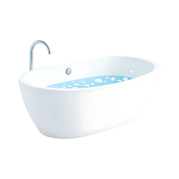 White bathtub filled with water, ready for a relaxing bath. png