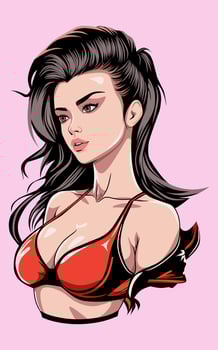 Illustration of a confident woman in red vector