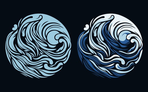 Abstract Circular Ocean Wave Blue Tones Design Illustration vector
