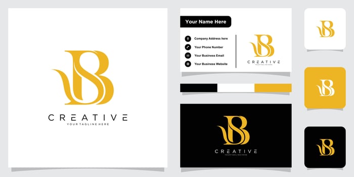 Initial SB letter logo design with business card design template vector