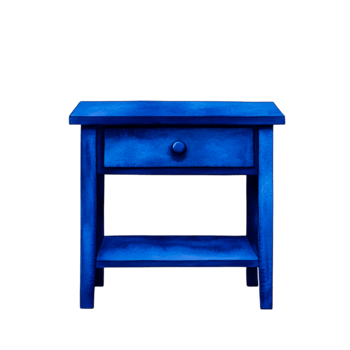 Vibrant Blue Nightstand with Drawer and Shelf for Modern Interior Decor and Home Styling png