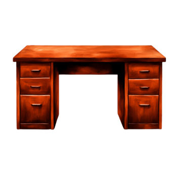 Elegant Wooden Desk with Storage Drawers for Office Use and Home Workspace Enhancement png