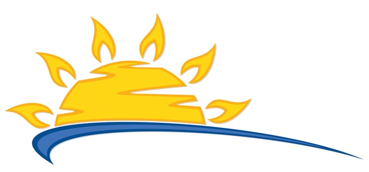 Symbol Sun and blue Sea. vector