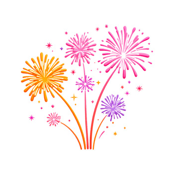 Colorful fireworks celebration burst png