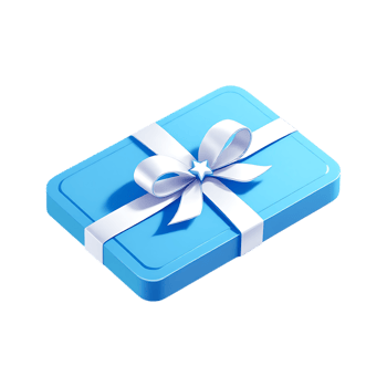 Light blue gift card with white ribbon and bow. png