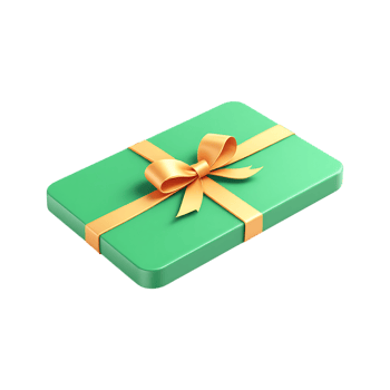 Green gift box with orange ribbon bow. png
