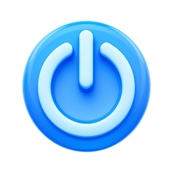 Glossy blue power button icon. png