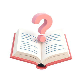 Open book with question mark, 3D illustration. png