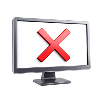 Red X on computer screen, error, problem, cancel png