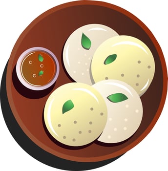 Idly south Indian food cuisine illustration cartoon vector