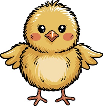 chick standing. Crayon style transparent vector