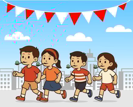 Kids participating in an outdoor event vector