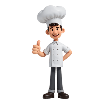 A cartoon chef with a thumbs up png