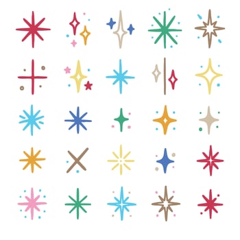 Colorful star illustrations in various shapes and sizes , perfect for design vector