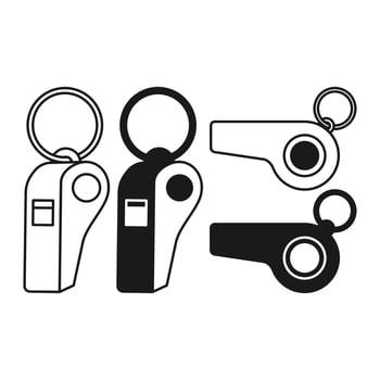 Sports Whistle Flat Black and Outline Style. Referee Whistle Element. Simple Whistle. vector