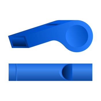 Blue Referee Whistle . Simple Sports Whistle. Whistle on White Background. vector