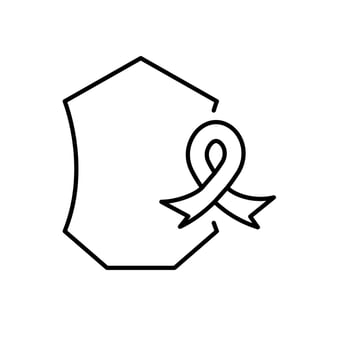 Pink Ribbon by Shield Minimalistic Icon Pictogram for Web and Graphic Design, Apps, Banners, Social Network and Cards vector