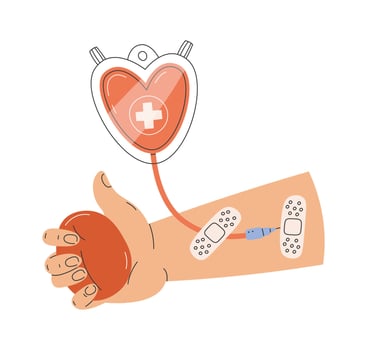 Donor Hand With Drop Counter And Ball Illustration vector