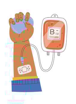 Donor Hand With Drop Counter And Ball Flat Illustration vector