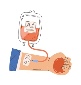 Donor Hand With Drop Counter And Ball Flat Illustration Icon vector