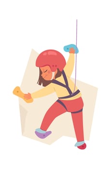 Girl Climbing A Rock vector