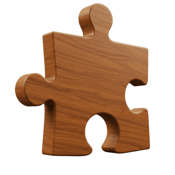 Brown wooden puzzle piece with interlocking connector tab design png