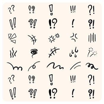 Handdrawn Exclamations and Emphasis Marks Doodles Set vector