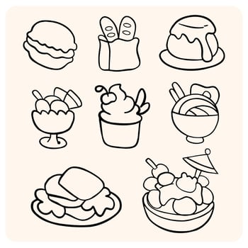 Delightful Outline Desserts and Sweets Collection qute vector