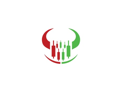 Bear and bull for buy and sell forex trading logo design template , Bull Trading Logo, trader faces red bear and green bull and red-green candle in the middle vector