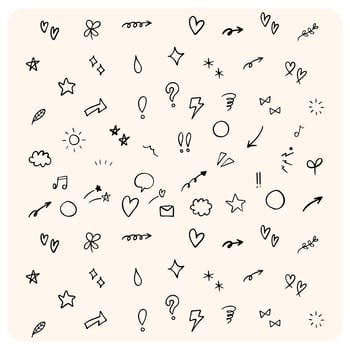 Extensive Hand-drawn Doodles and Whimsical Decorative Elements set vector