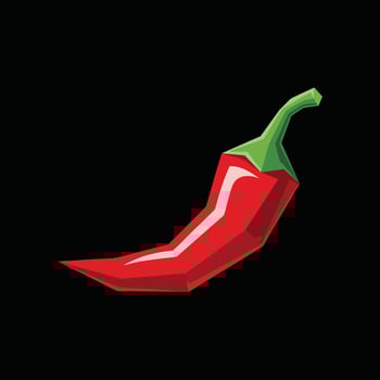 Stylized Red Chili Pepper with Green Stem. vector