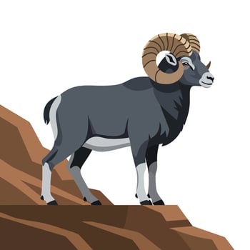 Majestic Male Bighorn Sheep on Rocky Outcrop. vector