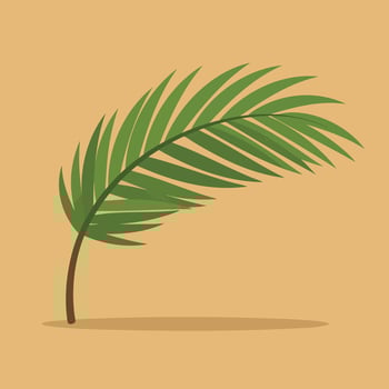 Stylized Green Palm Leaf Illustration on Tan Background. vector