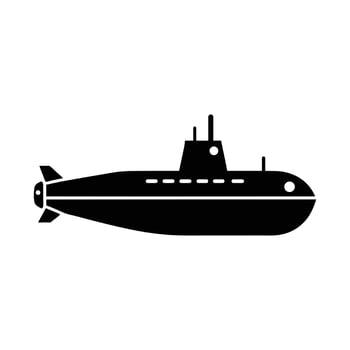 Submarine Silhouette Black Underwater Military Vessel Marine Defense Stealth Ship Icon vector