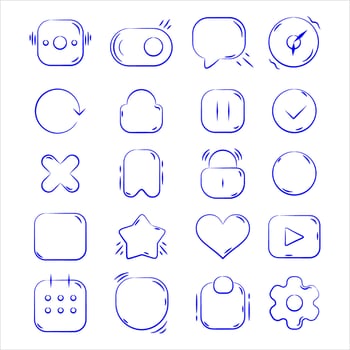 Minimal UI Interface Icons Modern Hand-Drawn Line Set for App Design and Web Development vector