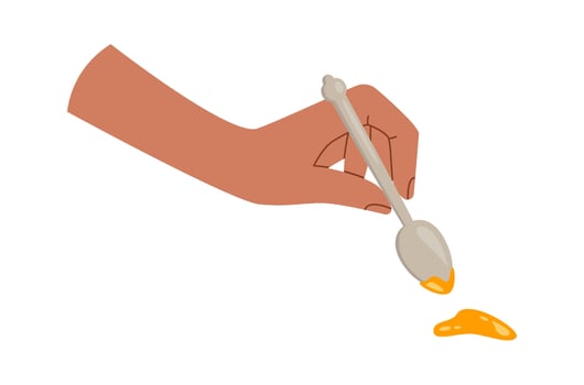 Hand With Spoon And Honey vector